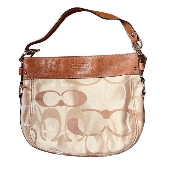 Coach Large Bronze Tan Logo Signature Canvas‎ & Leather Toe Bag Purse with COA - Picture 1 of 13